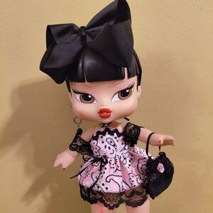 New Handmade Dress & Purse For Bratz Big Babyz Doll in Pink & Blk Paisley..  12"